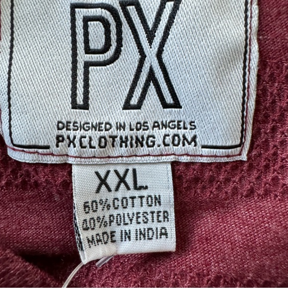 PX Clothing Men’s Long Sleeve Burgundy  Henley Tshirt Size XXL - Picture 4 of 7